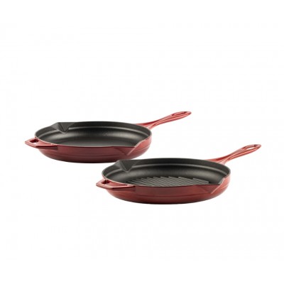 Gietijzer Set uit 2 delen Hosse, Rubin - Gietijzeren pan set