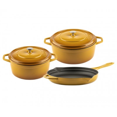 Gietijzer Set uit 3 delen Hosse, Dijon - Gietijzeren pan set