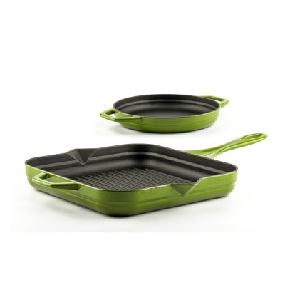 Gietijzer Set uit 2 delen Hosse, Bamboo - Gietijzeren pan set