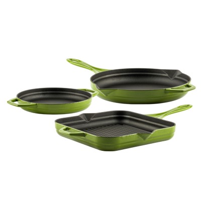 Gietijzer Set uit 3 delen Hosse, Bamboo - Gietijzeren pan set