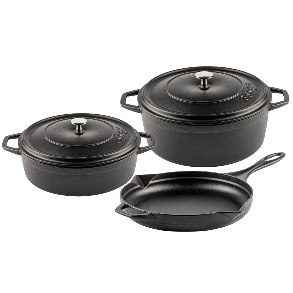 Gietijzer Set uit 3 delen Hosse, Black Onyx | Gietijzeren pan set |  |