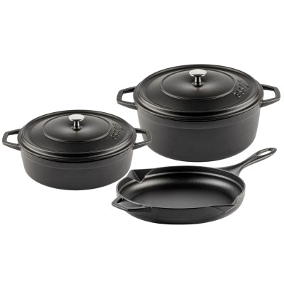 Gietijzer Set uit 3 delen Hosse, Black Onyx - Gietijzeren pan set