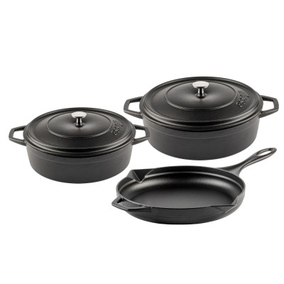 Gietijzer Set uit 3 delen Hosse, Black Onyx - Gietijzeren pan set