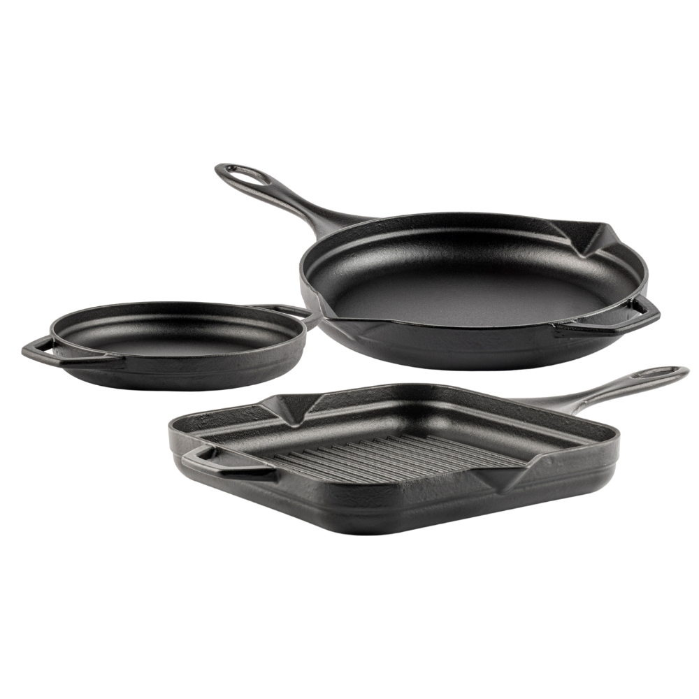 Gietijzer Set uit 3 delen Hosse, Black Onyx | Gietijzeren pan set |  |