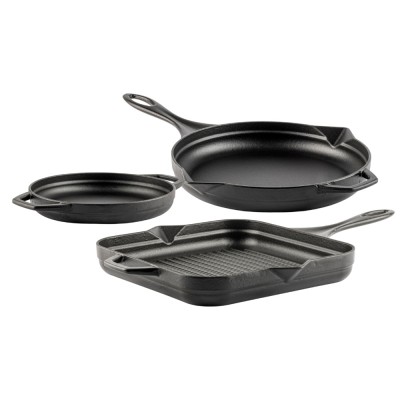 Gietijzer Set uit 3 delen Hosse, Black Onyx - Gietijzeren pan set