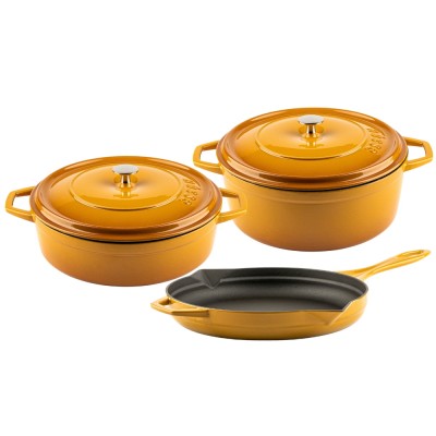 Gietijzer Set uit 3 delen Hosse, Dijon - Gietijzeren pan set