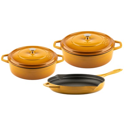 Gietijzer Set uit 3 delen Hosse, Dijon - Gietijzeren pan set