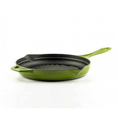 Geëmailleerde grillpan gietijzer Hosse, Bamboo, Ф24cm - Grillpan gietijzer
