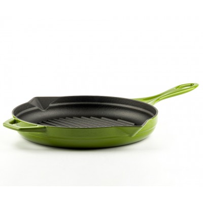 Geëmailleerde grillpan gietijzer Hosse, Bamboo, Ф28cm - Grillpan gietijzer