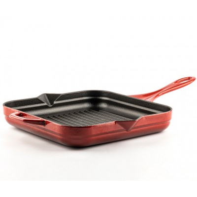 Geëmailleerde grillpan gietijzer Hosse, Rubin, 28x28cm - Grillpan gietijzer