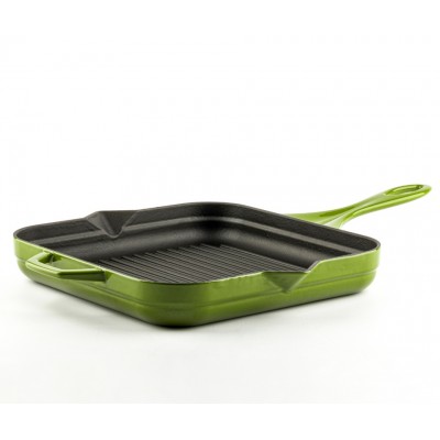 Geëmailleerde grillpan gietijzer Hosse, Bamboo, 28x28cm - Grillpan gietijzer