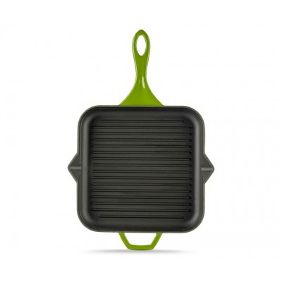 Geëmailleerde grillpan gietijzer Hosse, Bamboo, 28x28cm - Grillpan gietijzer