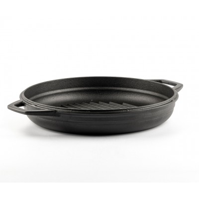 Geëmailleerde grillpan gietijzer  Hosse, Black Onyx, Ф22cm - Platte gietijzeren pan