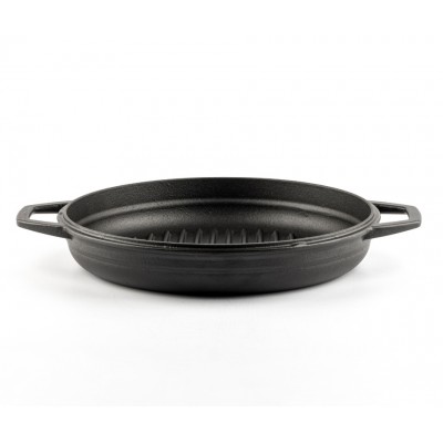 Geëmailleerde grillpan gietijzer  Hosse, Black Onyx, Ф22cm - Platte gietijzeren pan