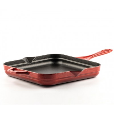 Geëmailleerde gietijzeren pan Hosse, Rubin, 28x28cm - Platte gietijzeren pan