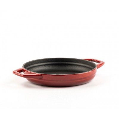 Geëmailleerde gietijzeren pan met twee handvatten Hosse, Rubin, Ф16cm - Platte gietijzeren pan