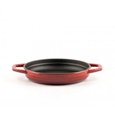 Geëmailleerde gietijzeren pan met twee handvatten Hosse, Rubin, Ф16cm - Platte gietijzeren pan