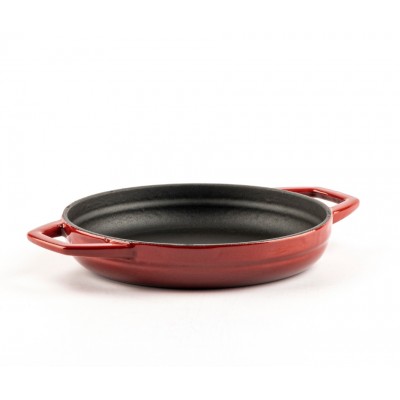 Geëmailleerde gietijzeren pan met twee handvatten Hosse, Rubin, Ф19cm - Platte gietijzeren pan