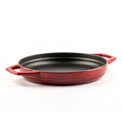 Geëmailleerde gietijzeren pan met twee handvatten Hosse, Rubin, Ф22cm - Platte gietijzeren pan