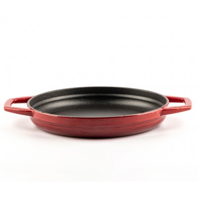 Geëmailleerde gietijzeren pan met twee handvatten Hosse, Rubin, Ф22cm - Platte gietijzeren pan