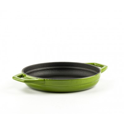 Geëmailleerde gietijzeren pan met twee handvatten Hosse, Bamboo, Ф16cm - Platte gietijzeren pan
