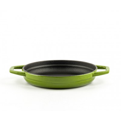 Geëmailleerde gietijzeren pan met twee handvatten Hosse, Bamboo, Ф16cm - Platte gietijzeren pan