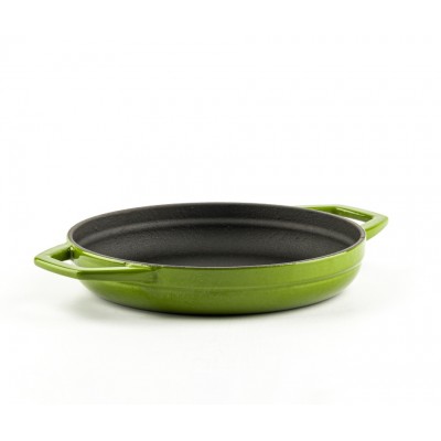 Geëmailleerde gietijzeren pan met twee handvatten Hosse, Bamboo, Ф19cm - Platte gietijzeren pan