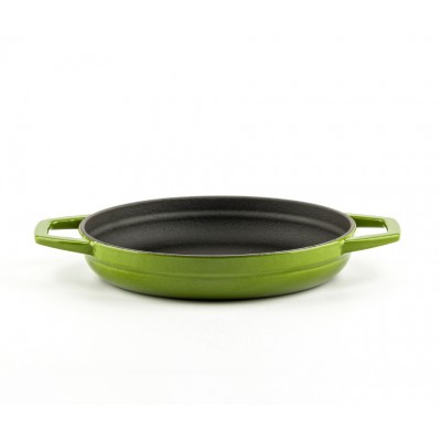 Geëmailleerde gietijzeren pan met twee handvatten Hosse, Bamboo, Ф19cm - Platte gietijzeren pan