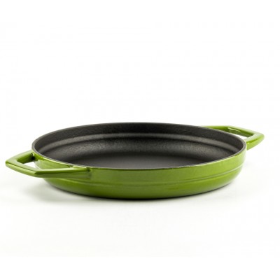 Geëmailleerde gietijzeren pan met twee handvatten Hosse, Bamboo, Ф22cm - Platte gietijzeren pan