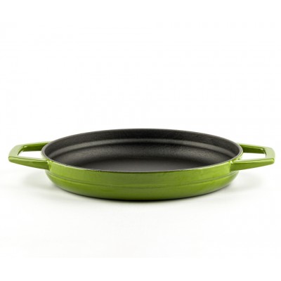 Geëmailleerde gietijzeren pan met twee handvatten Hosse, Bamboo, Ф22cm - Platte gietijzeren pan