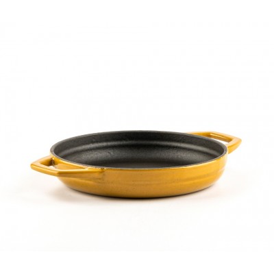 Geëmailleerde gietijzeren pan met twee handvatten Hosse, Dijon, Ф16cm - Platte gietijzeren pan