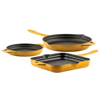 Gietijzer Set uit 3 delen Hosse, Dijon - Gietijzeren pan set