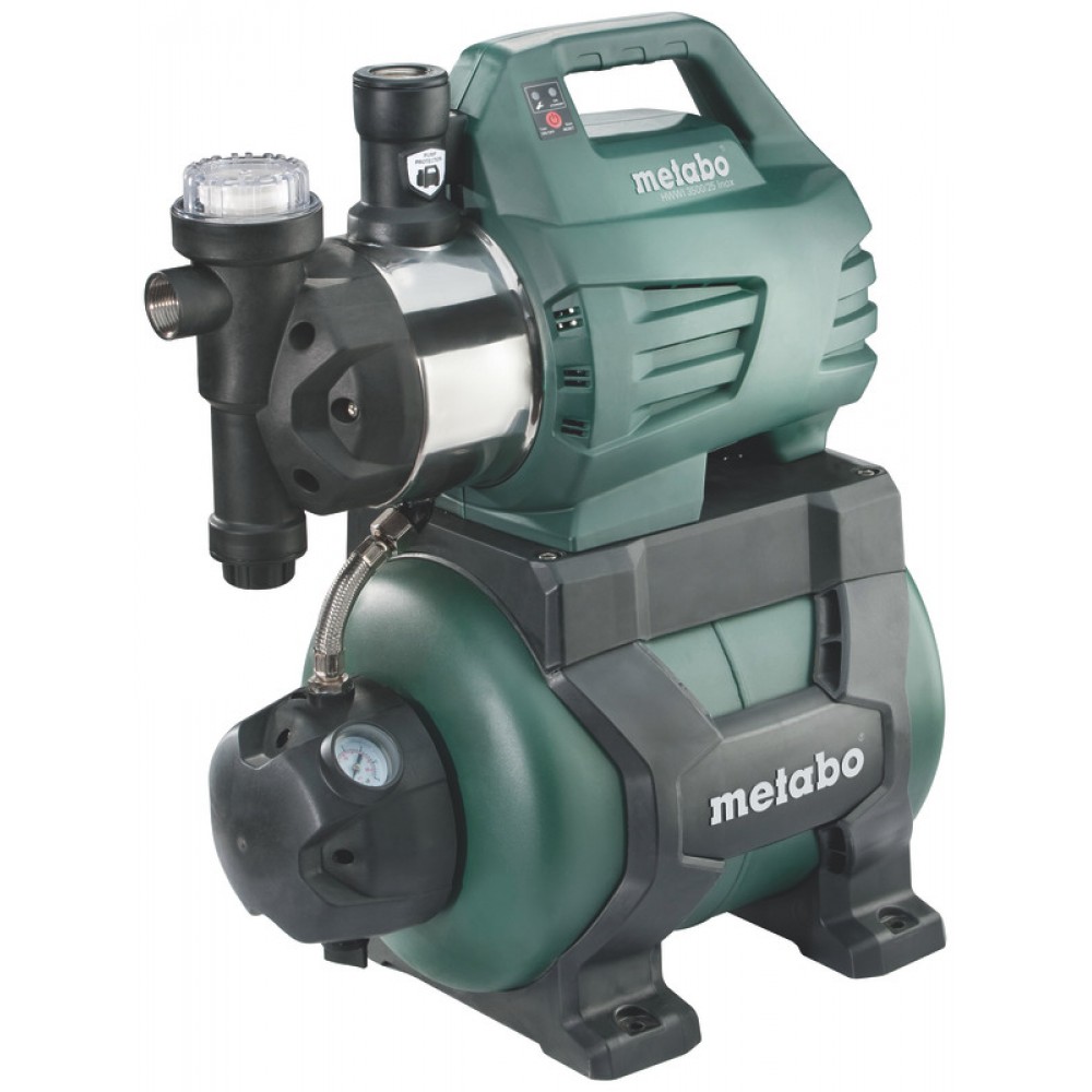 Enkelfasige hydrofoorpomp METABO HWWI 3500/25 INOX, vermogen 1100 W, debiet 3500 l/u, tankinhoud 24 L, opvoerhoogte 45 m | Hydrofoor pompen | Waterpompen |