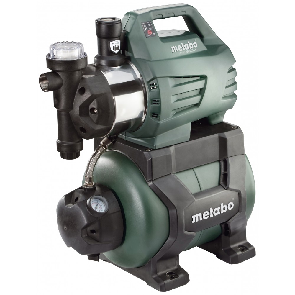 Enkelfasige hydrofoorpomp METABO HWWI 4500/25 INOX, vermogen 1300 W, debiet 4500 l/u, opvoerhoogte 48 m, tankinhoud 24 L | Hydrofoor pompen | Waterpompen |