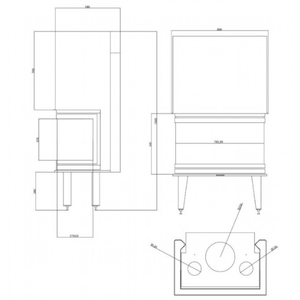 Inbouw haard Balkan Energy ATS AIR PANORAMA 800, 16.04kW | Inzethaarden / Inbouwhaarden | Haarden |