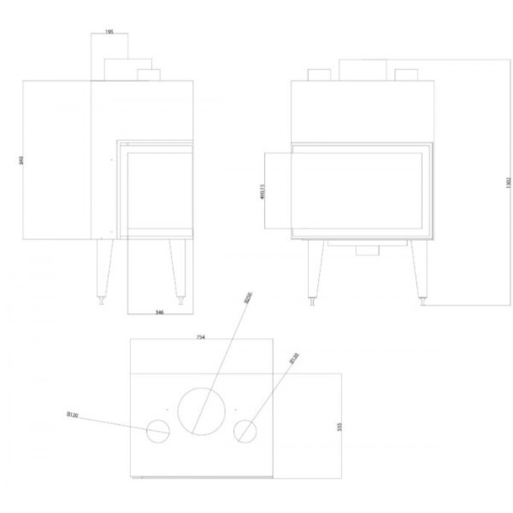 Inbouw haard Balkan Energy ATS STABLE AIR CORNER 700, met luchtkanalen, rechts, 14.01kW | Inzethaarden / Inbouwhaarden | Haarden |