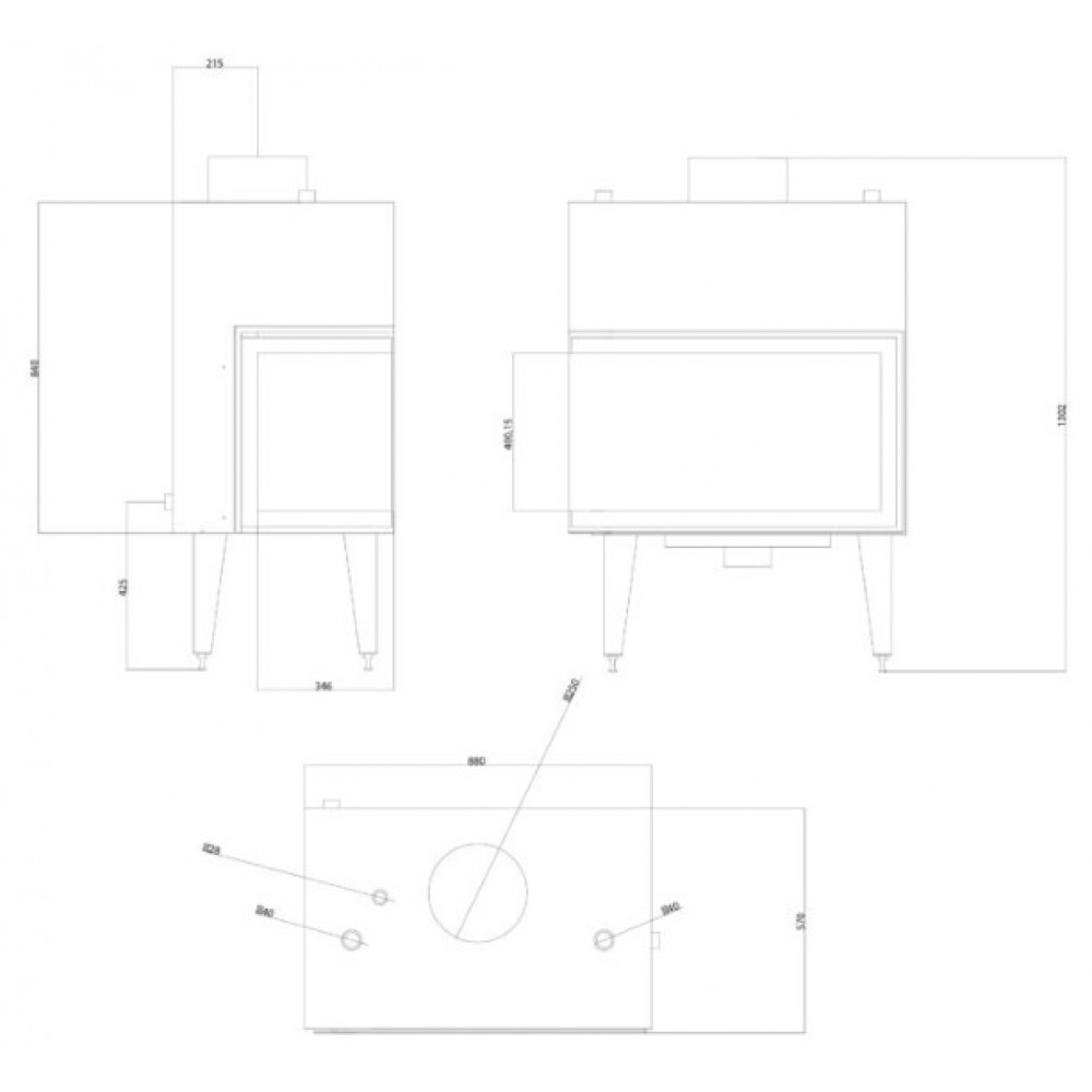 CV inbouwhaard Balkan Energy ATS STABLE HYDRO CORNER 800, rechts, 24.58kW | CV inbouwhaarden | Haarden |