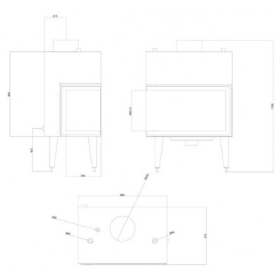 CV inbouwhaard Balkan Energy ATS STABLE HYDRO CORNER 800, links, 24.58kW - Haarden