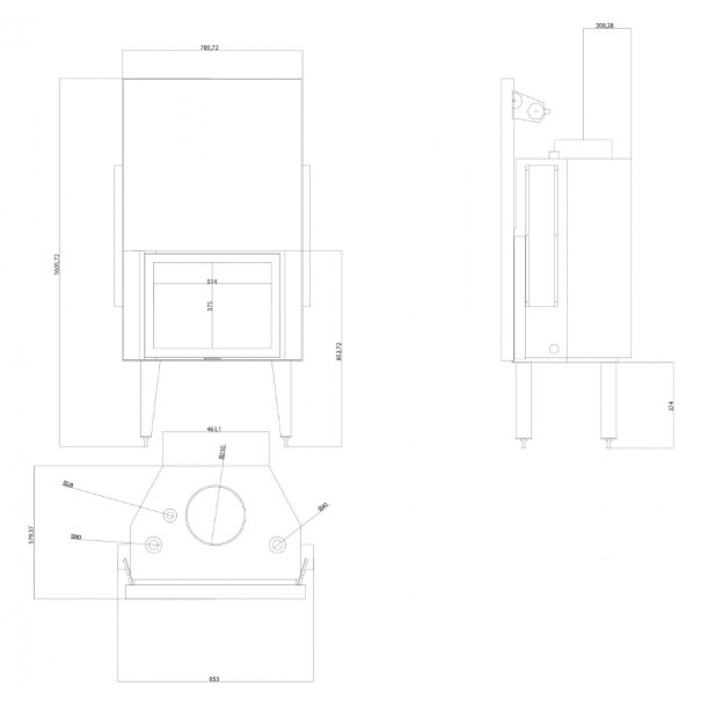 CV inbouwhaard Balkan Energy ATS STRAIGHT HYDRO 700, 24.56kW | CV inbouwhaarden | Haarden |