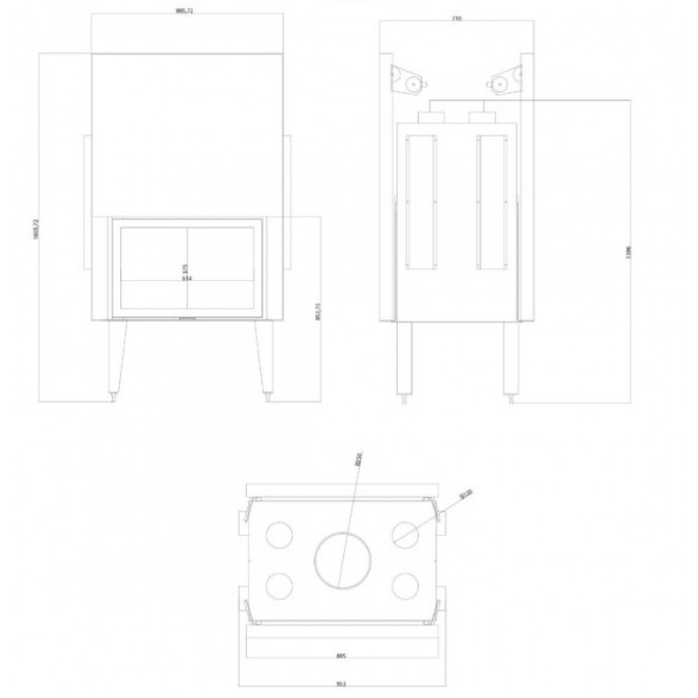 Inbouw haard Balkan Energy ATS TUNNEL AIR 800, met luchtkanalen, 16.1kW | Moderne haarden | Haarden |