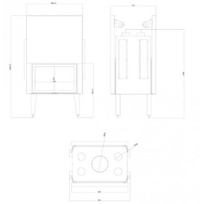 Inbouw haard Balkan Energy ATS TUNNEL AIR 800, met luchtkanalen, 16.1kW - Productenvergelijking