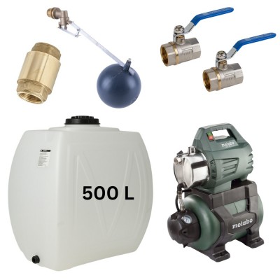 Kit "Drinkwater 500L" met watertank Narrow Mavil (wit) en hydrofoorpomp Metabo  - Productenvergelijking