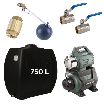 Kit "Drinkwater 750L" met watertank Narrow Mavil (zwart) en hydrofoorpomp Metabo - Productenvergelijking