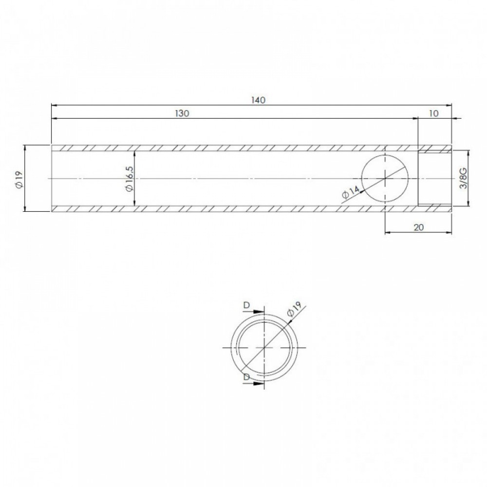 Buis voor gloeibougie pelletkachel, diameter 19 mm, lengte 140 mm, schroefdraad 3/8" | Gloeibougie voor pelletkachel | Pelletkachel onderdelen |