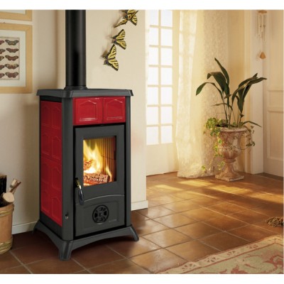 Italiaanse houtkachel La Nordica Gemma rood, 6.5kW - Italiaanse houtkachels en haarden