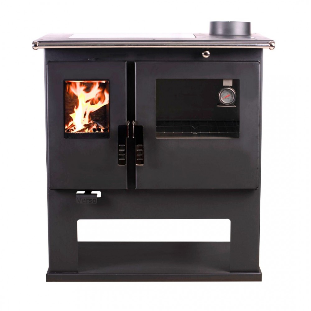 Hout fornuis Verso CS Inox Ceramic Rechts met roestvrijstalen oven en keramische kookplaat, 7.7kW | Houtkachels met oven | Houtkachels |