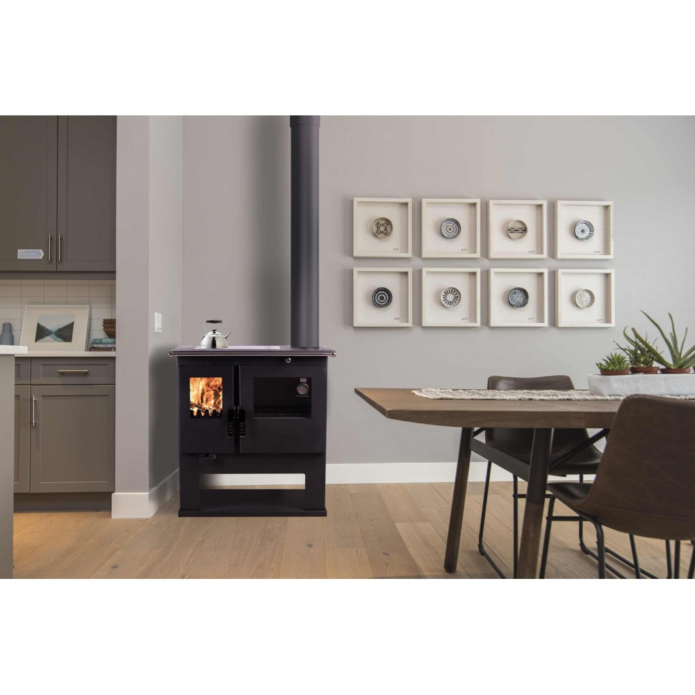 Hout fornuis Verso CS Inox Ceramic Rechts met roestvrijstalen oven en keramische kookplaat, 7.7kW | Houtkachels met oven | Houtkachels |