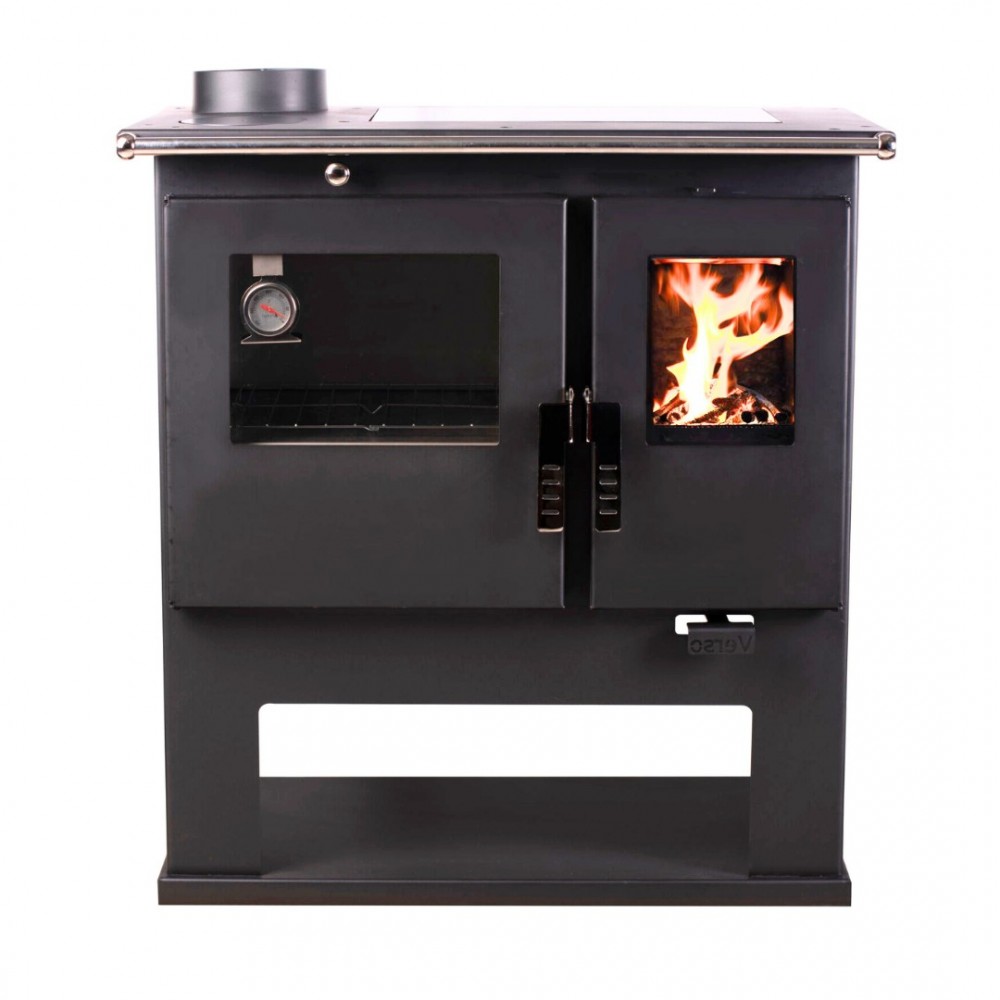 Hout fornuis Verso CS Inox Ceramic Links met roestvrijstalen oven en keramische kookplaat, 7.7kW | Houtkachels met oven | Houtkachels |