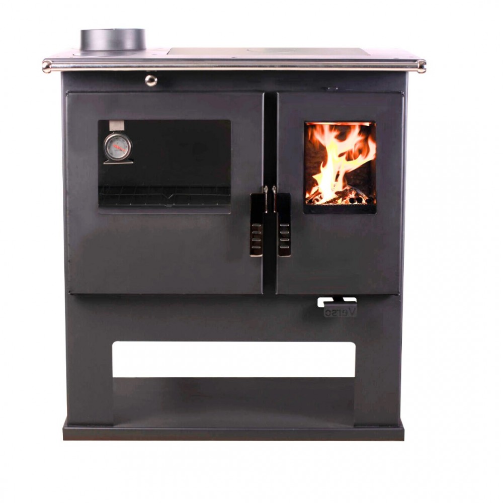 Hout fornuis Verso CS Inox met roestvrijstalen oven, Links, 7.7kW | Houtkachels met oven | Houtkachels |