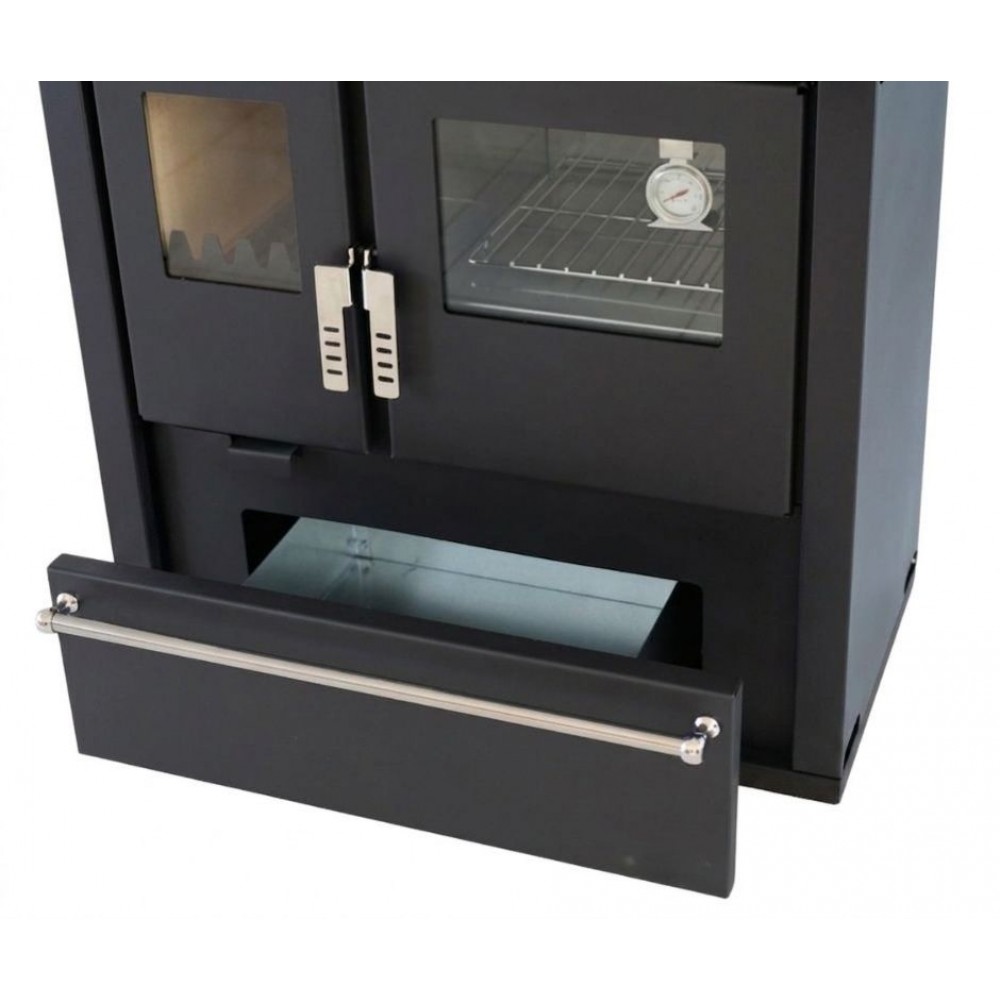 Hout fornuis Verso CS Plus met roestvrijstalen oven en stalen kookplaat, Zwart, Rechts, 7.7kW | Houtkachels met oven | Houtkachels |
